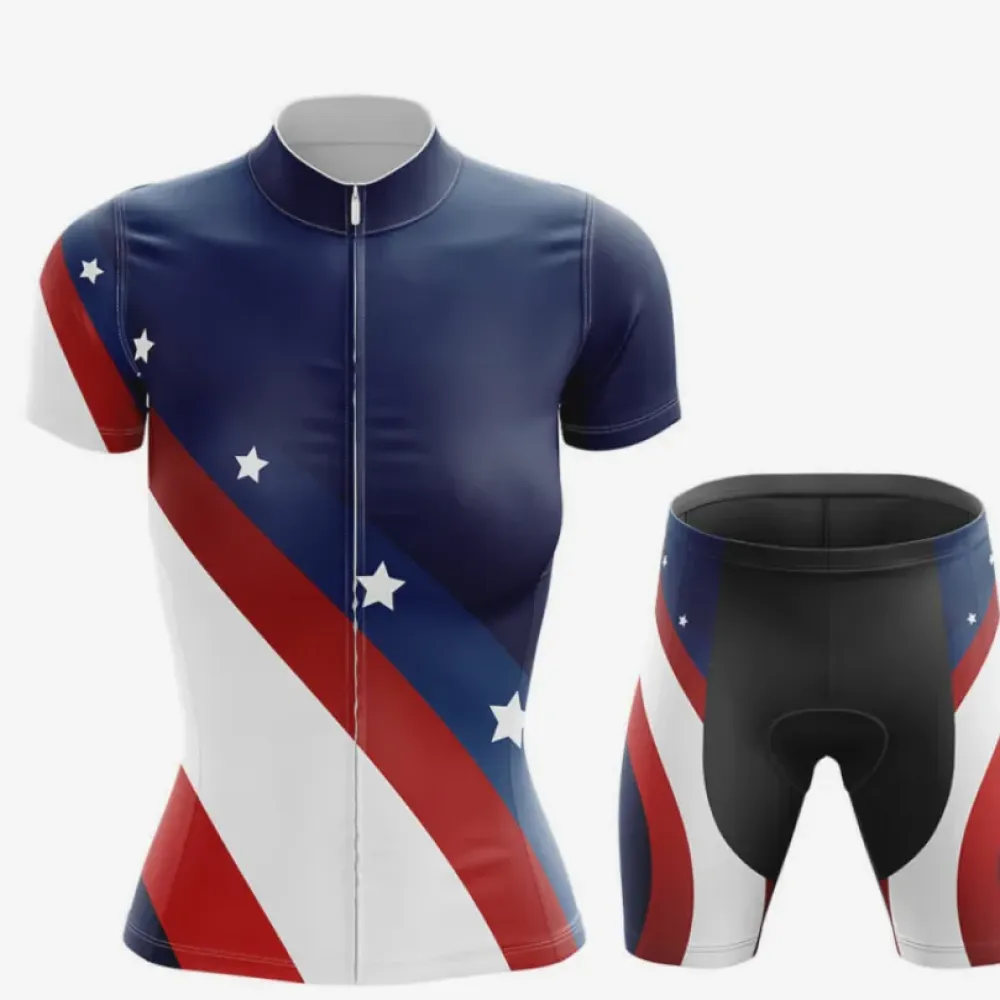 USA Women Cycling Kit Full Set Ver.3 Stars and Stripes Navy/Red/White