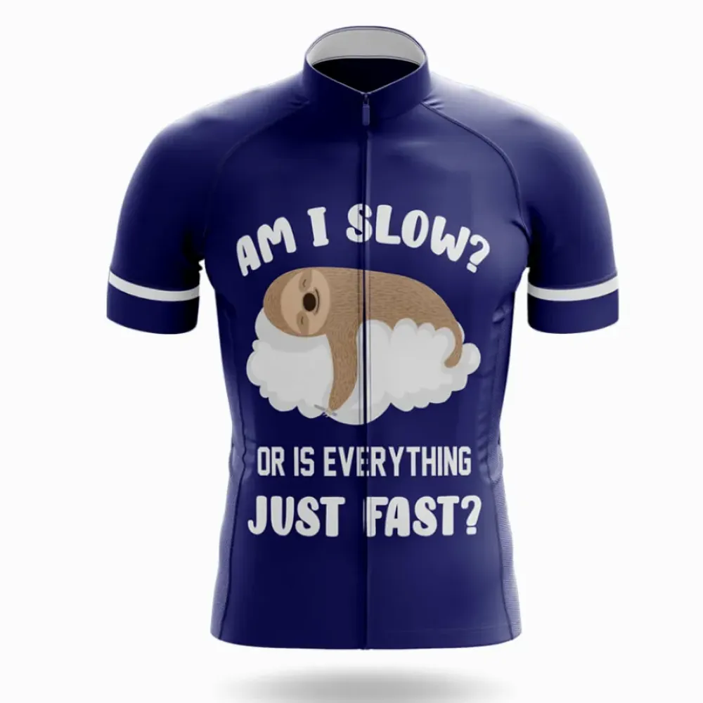 Cycling Jersey Am I Slow? Navy/White/Brown