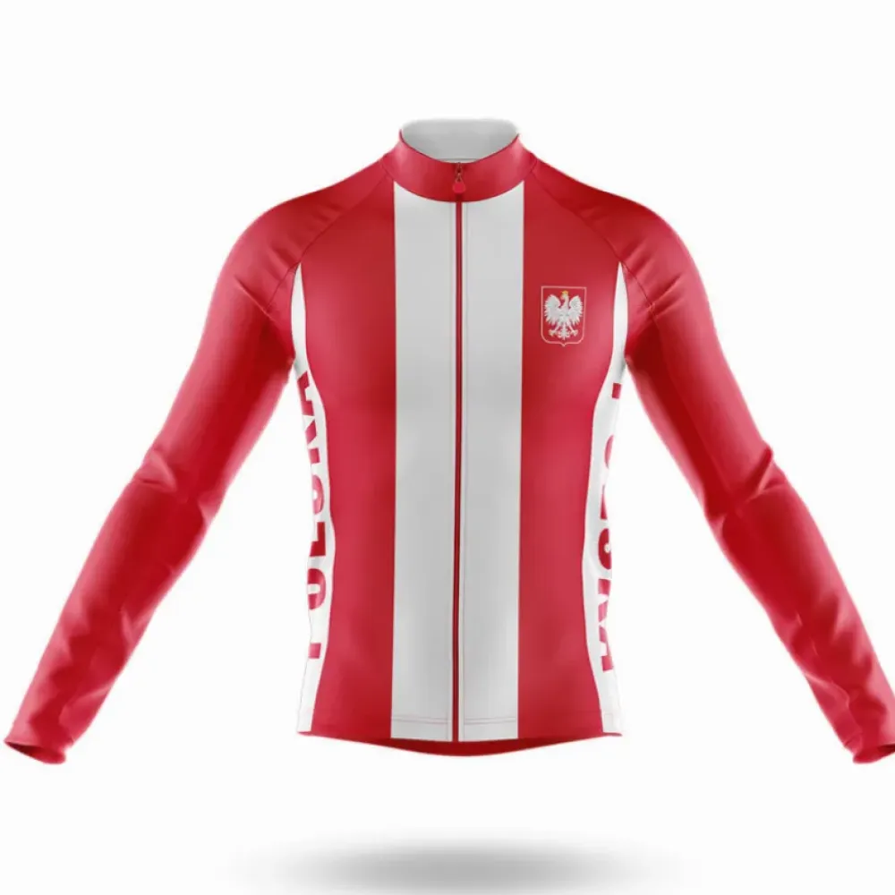 Poland Polska Long Sleeve Cycling Jersey Red/White/Grey