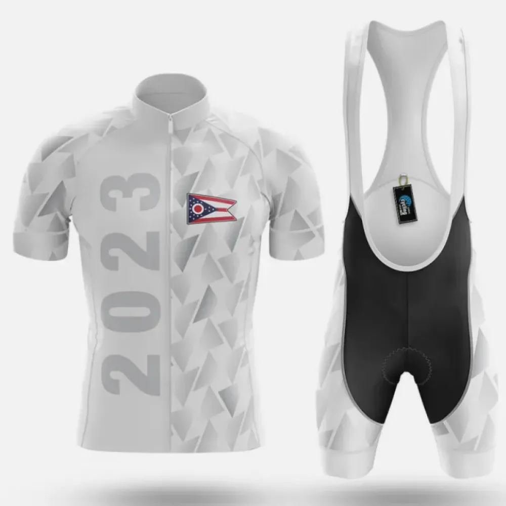 Ohio 2023 V1 Cycling Kit Full Set Geometric White/Black/Silver