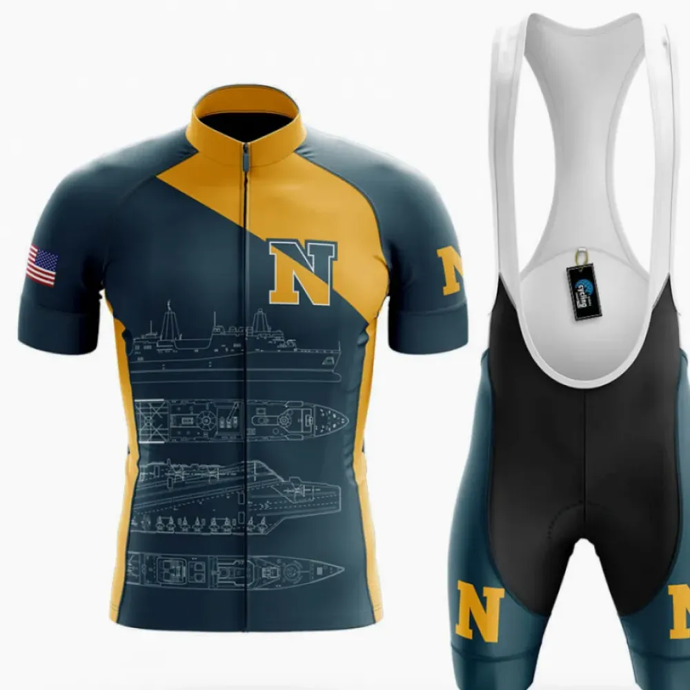 Navy Schematic Cycling Kit Navy/Yellow/Blue