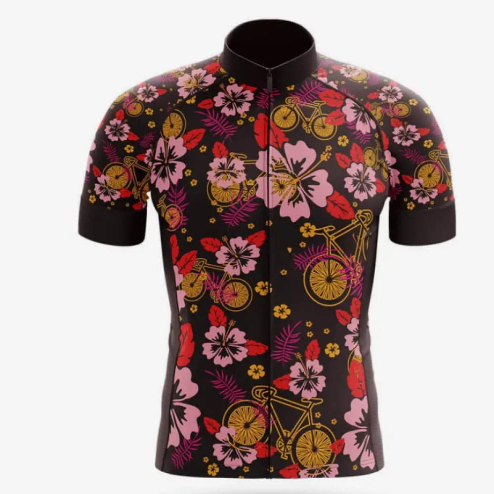 ALOHA V4 Cycling Jersey Floral/Bicycle/Black