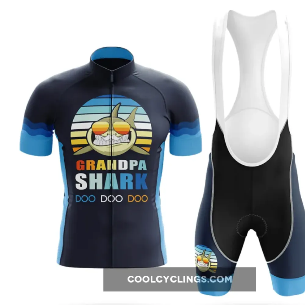 Grandpa Shark Cycling Kit Full Set Navy/Blue/White