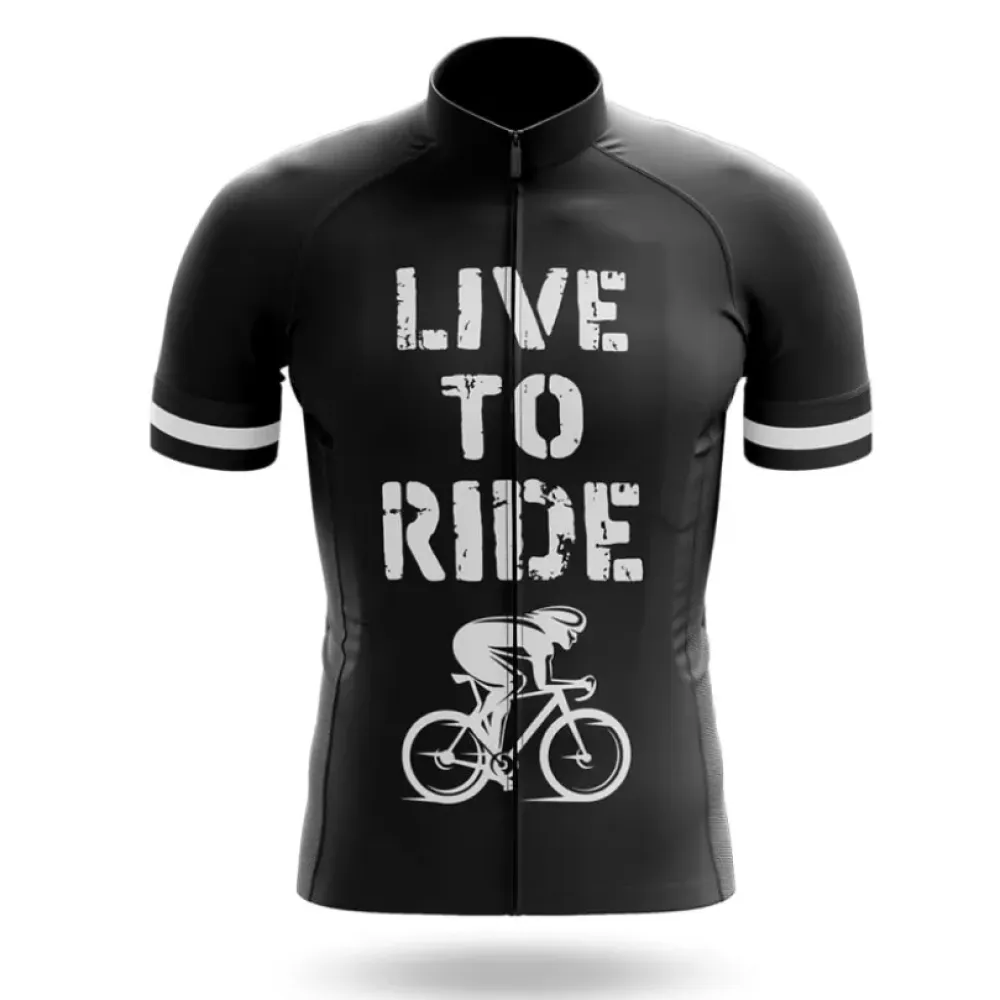 Live To Ride Cycling Jersey Black/White/Grey