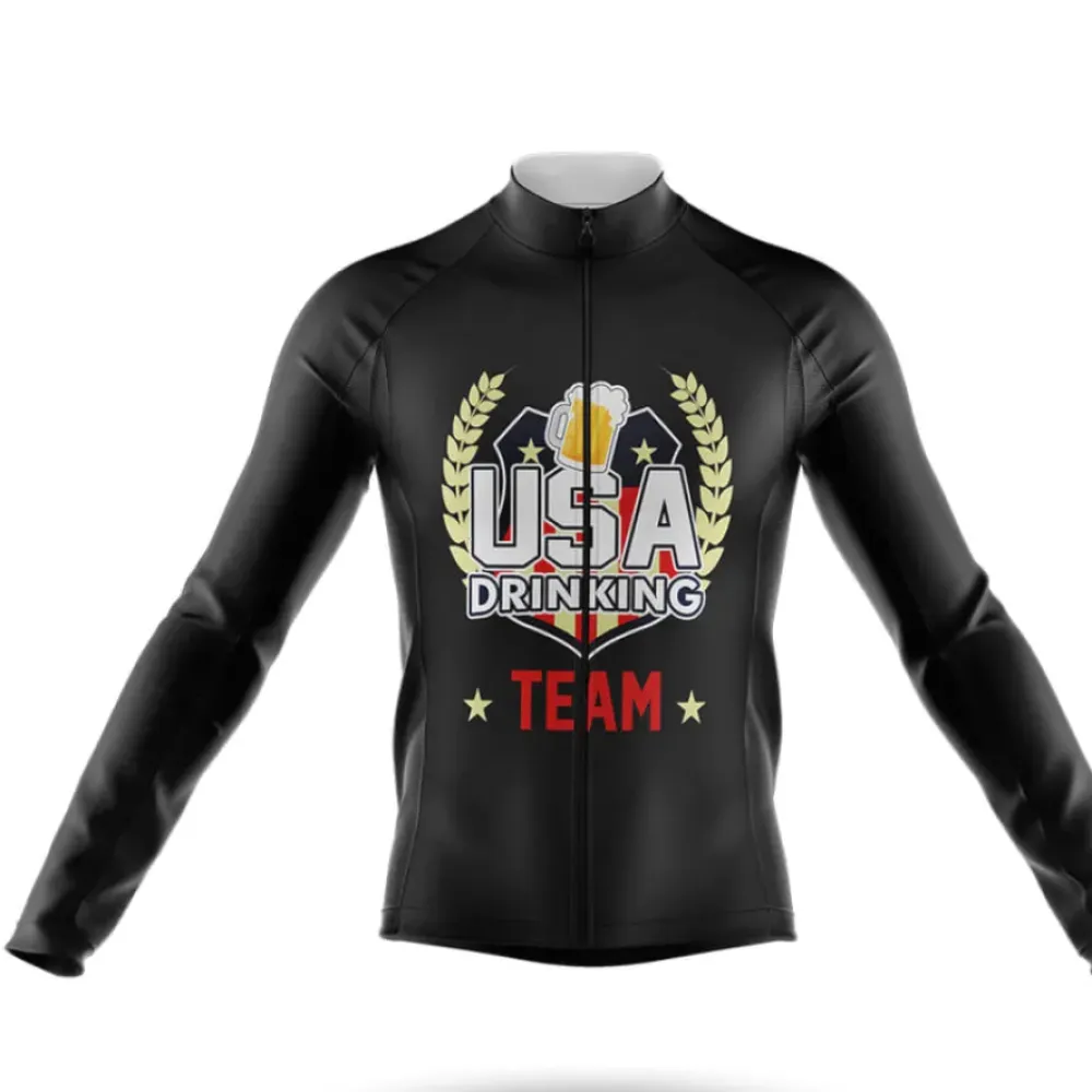 USA Drinking Team Black/Red/Gold Long Sleeve Cycling Jersey