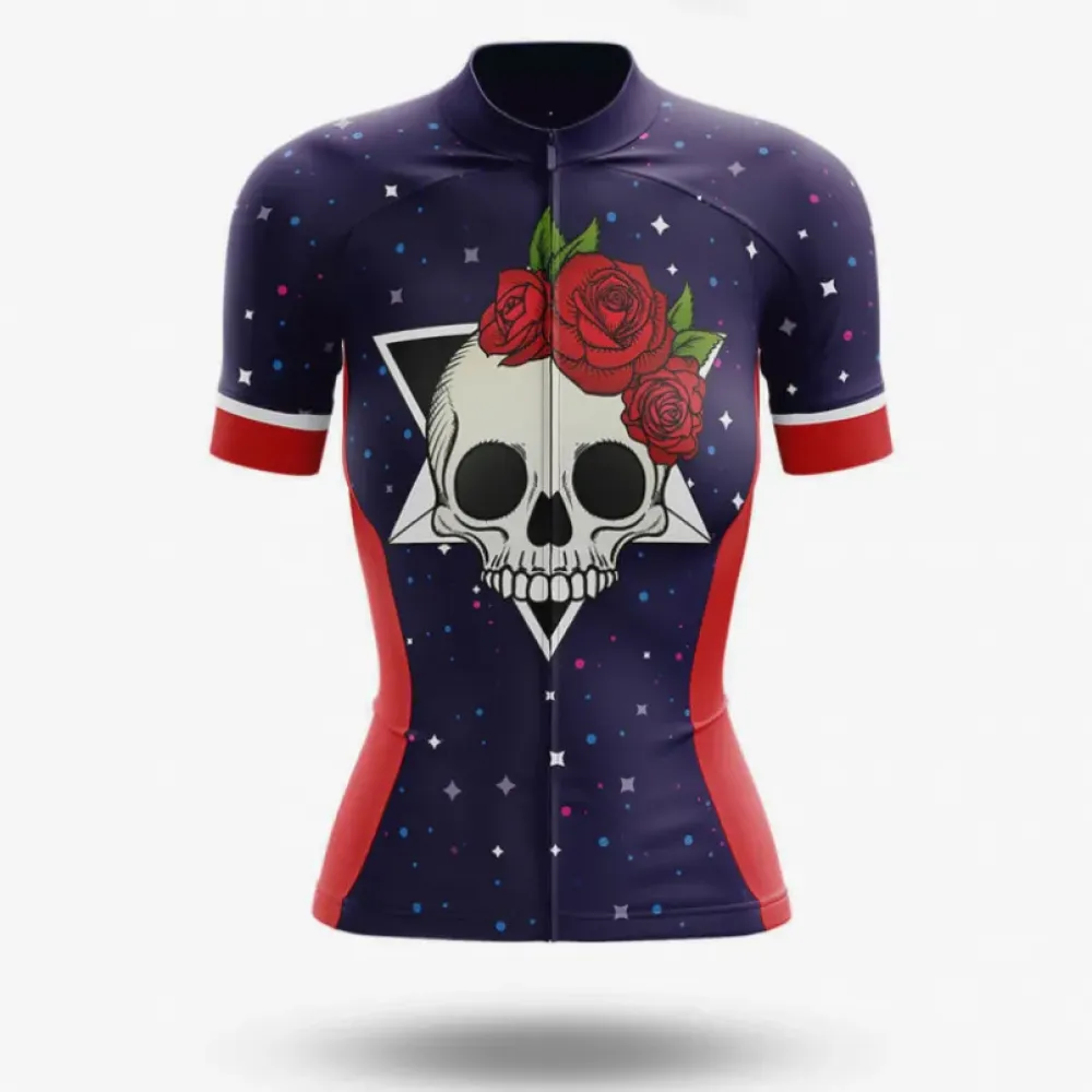 Women's Cycling Jersey Skull Navy/Red/Pink