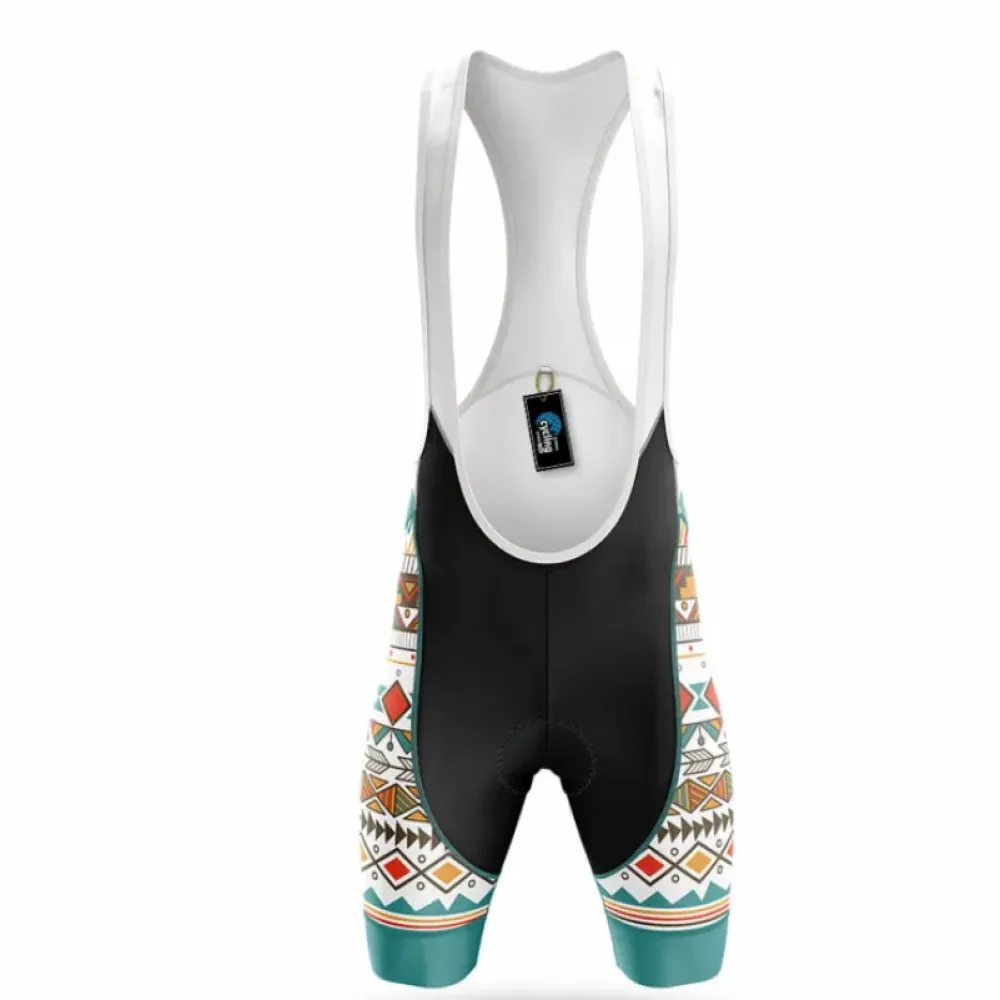 Cycling Bibs Aztec Pattern Teal/Black/White