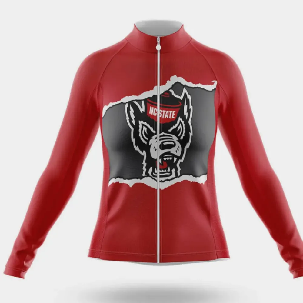 North Carolina State University Women's Long Sleeve Cycling Jersey Red/Black/White