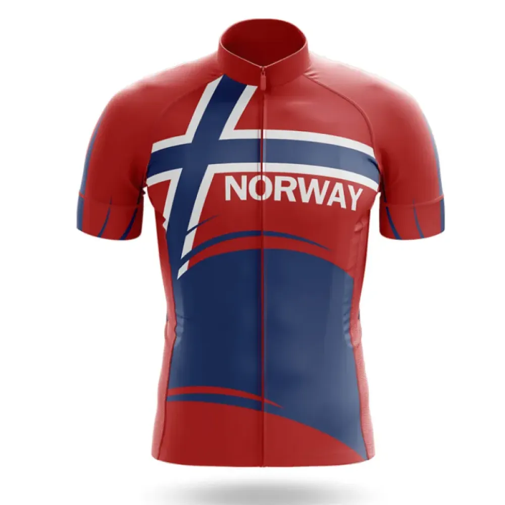 Norway Bold Flag Cycling Jersey Red/Dark Blue/White