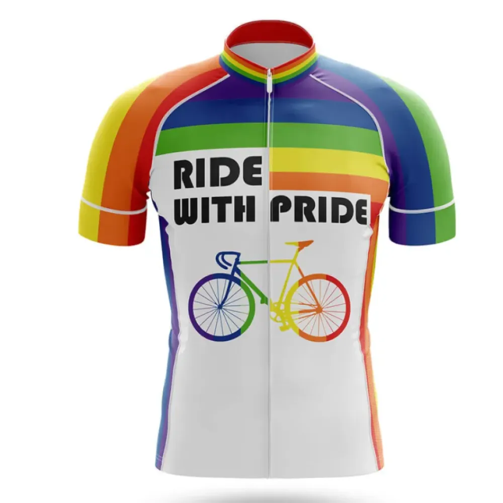 Pride Cycling Jersey Rainbow White/Green/Blue
