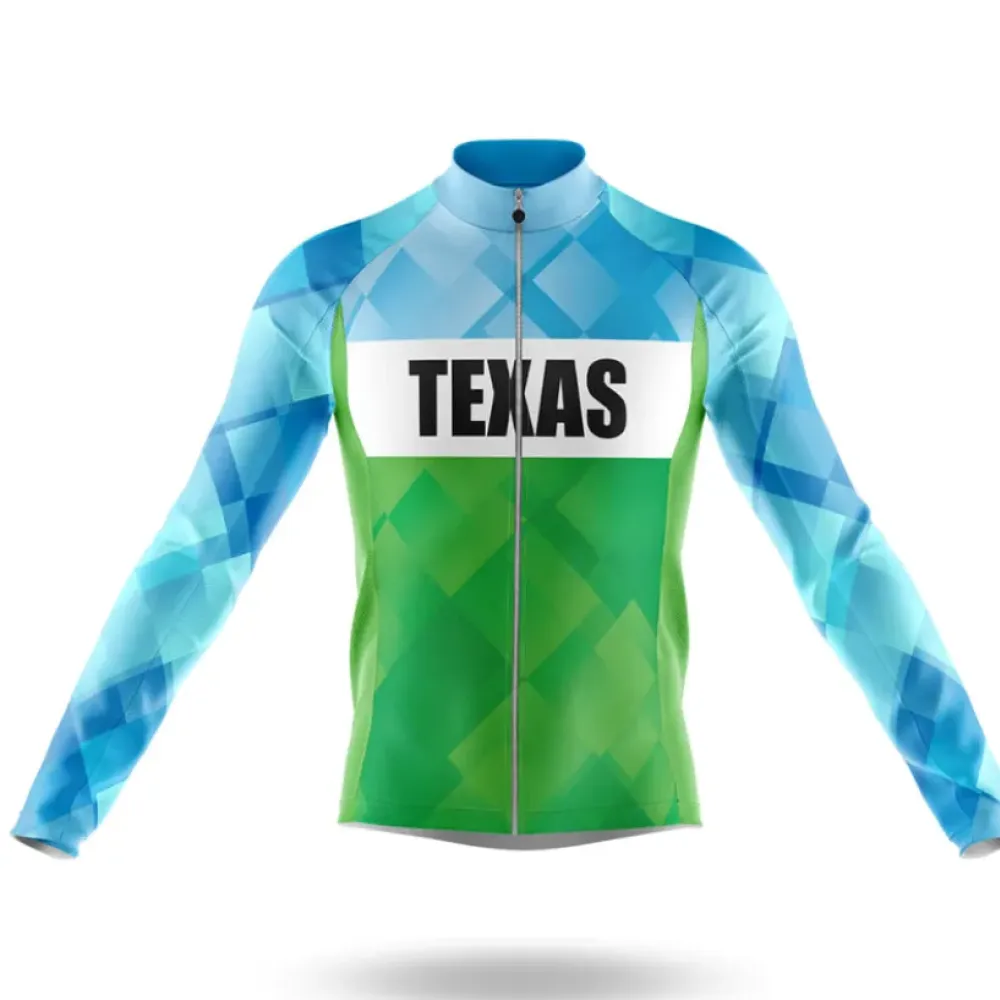 Texas S3 Long Sleeve Cycling Jersey Green/Blue/Light Blue
