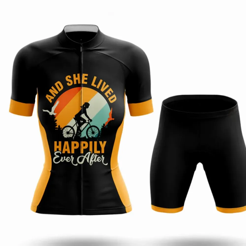 Happily Women's Cycling Kit Unique Design Black/Yellow/Orange