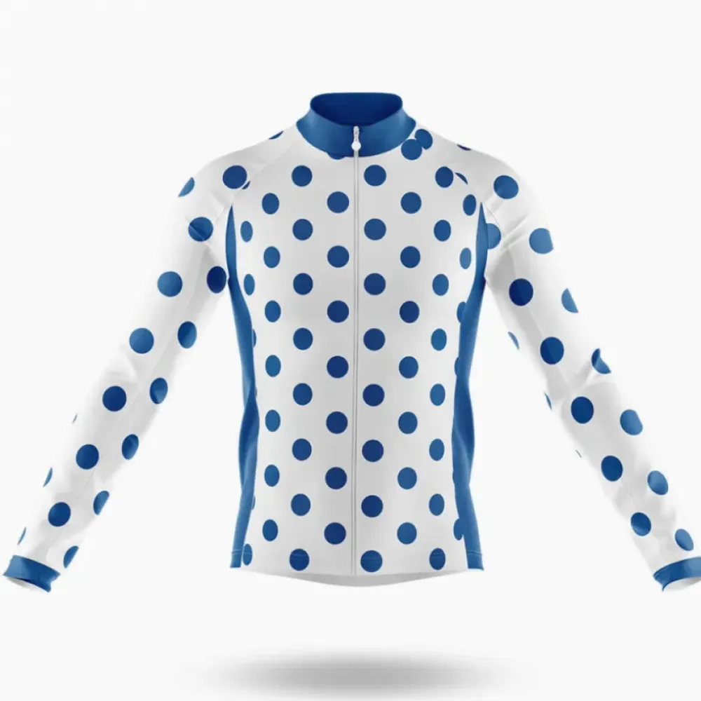 Long Sleeve Jersey Polka Dot White/Blue/Black