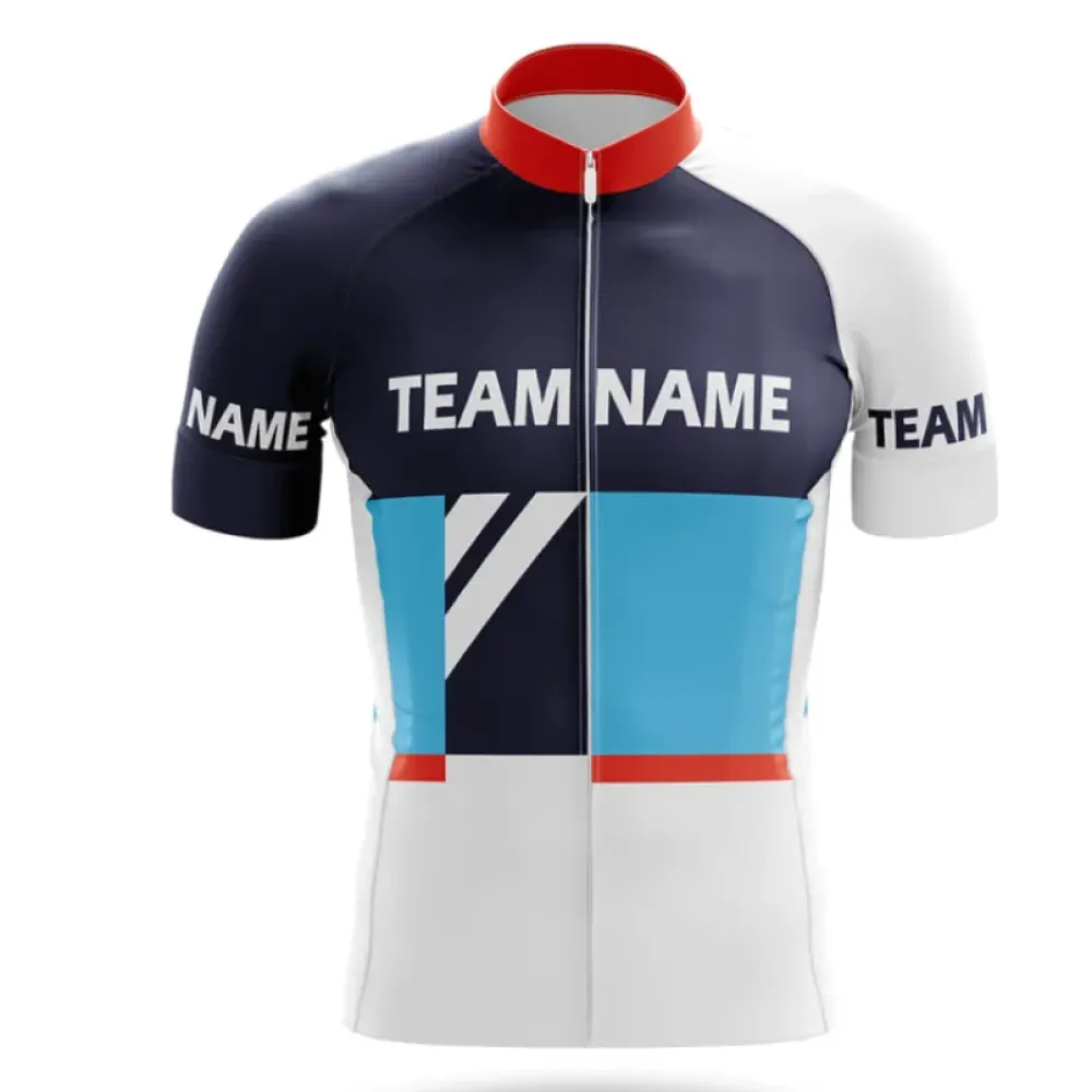 Custom Team Name M33 Cycling Jersey Blue/White/Red