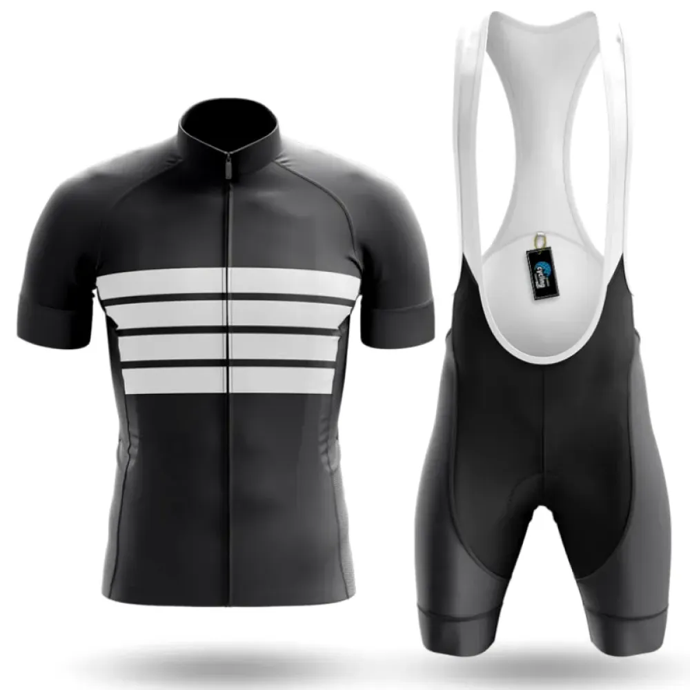 Cycling Kit Retro Four Stripes Black/White/Grey