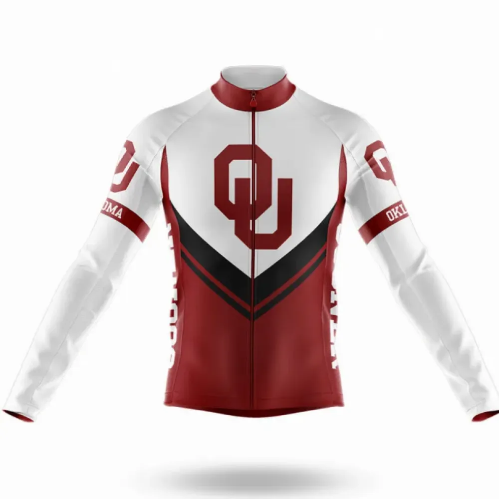 University of Oklahoma Long Sleeve Cycling Jersey Modern White/Red/Black