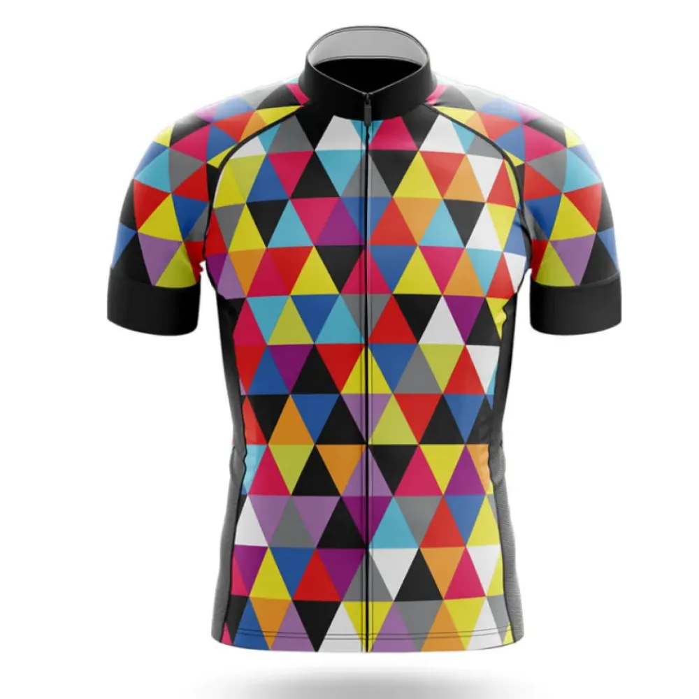 Color Triangles Cycling Jersey Geometric Yellow/Purple/Red