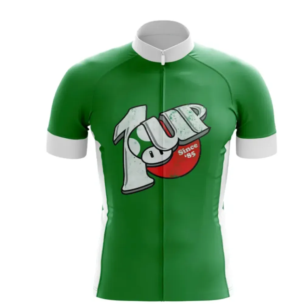 1 Up Cycling Jersey Vintage Style Green/White/Red