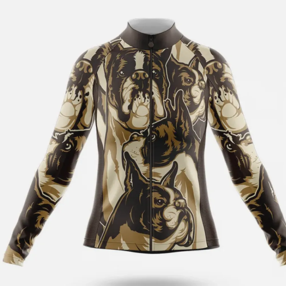 Boxer Women's Long Sleeve Cycling Jersey Bold Pattern Brown/Gold/Beige