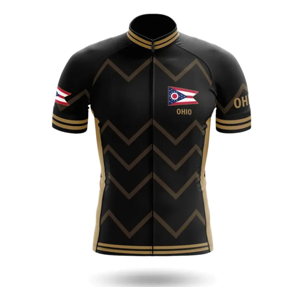 Ohio V17 Cycling Jersey Chevron Pattern Black/Gold/Red