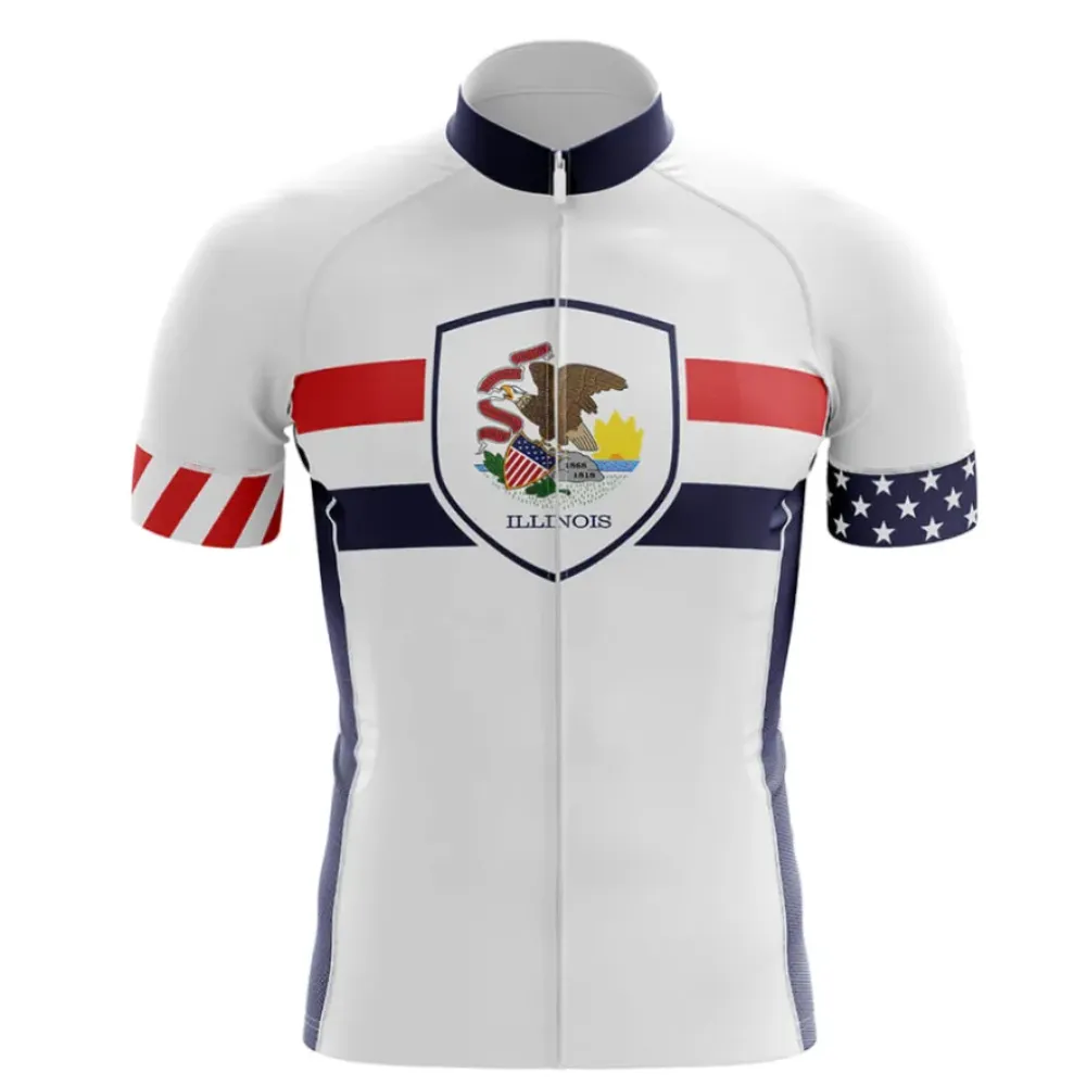 Illinois V5 Cycling Jersey American Flag White/Red/Navy