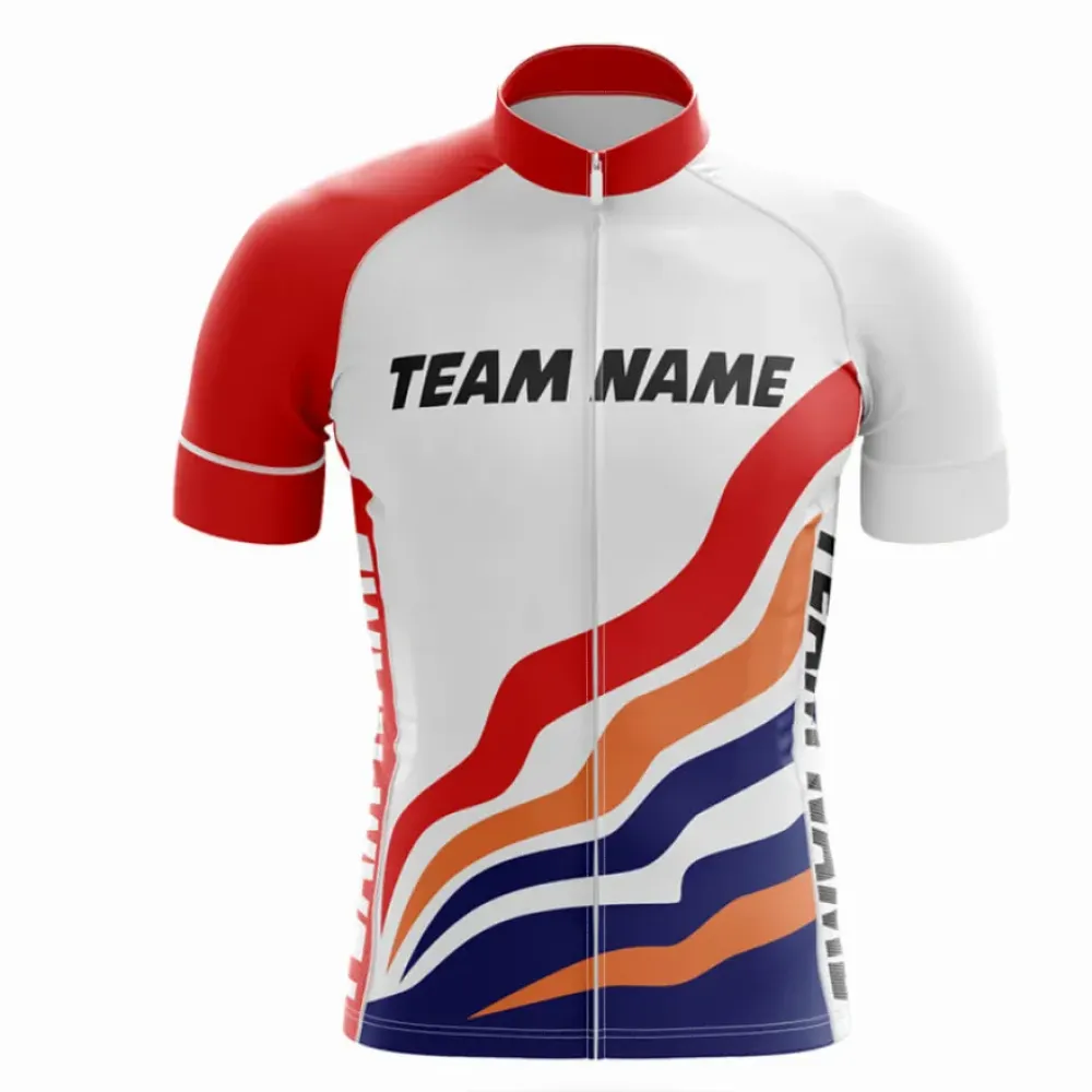 Custom Team Name M14 Cycling Jersey White/Red/Navy