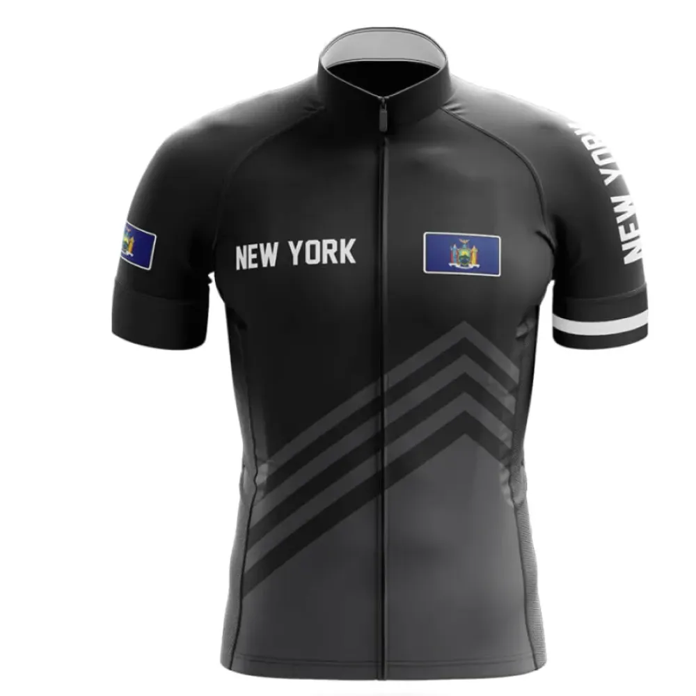 New York S4 Black Cycling Jersey Black/Gray/Blue