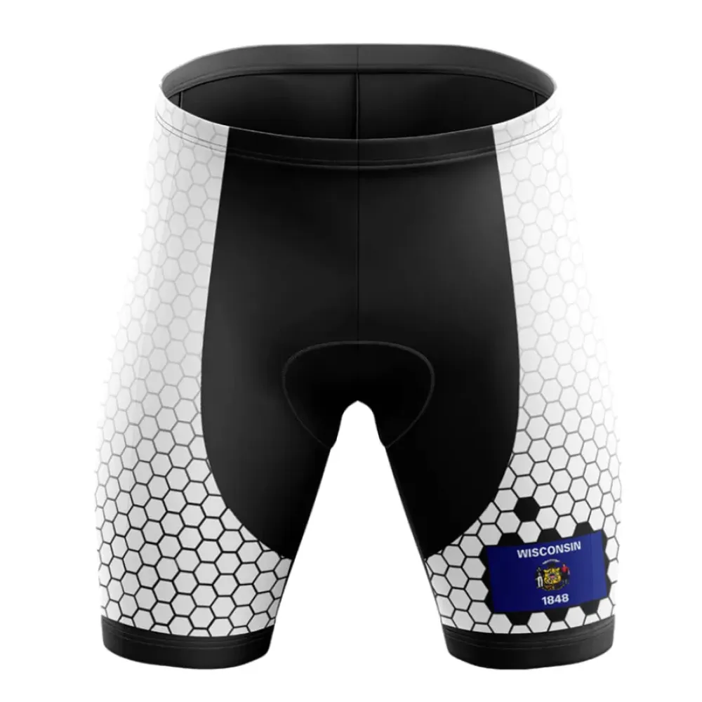 Wisconsin V7 Cycling Shorts White/Black/Hexagon