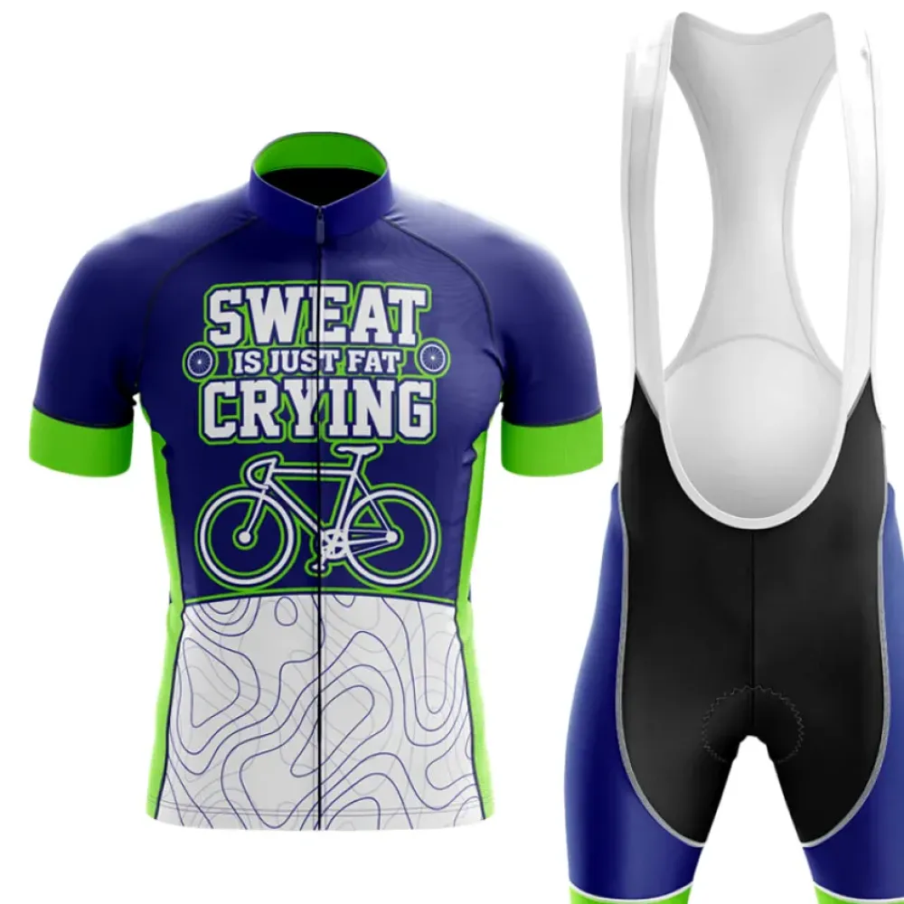 Fat Crying Cycling Kit Motivational Blue/Green/White