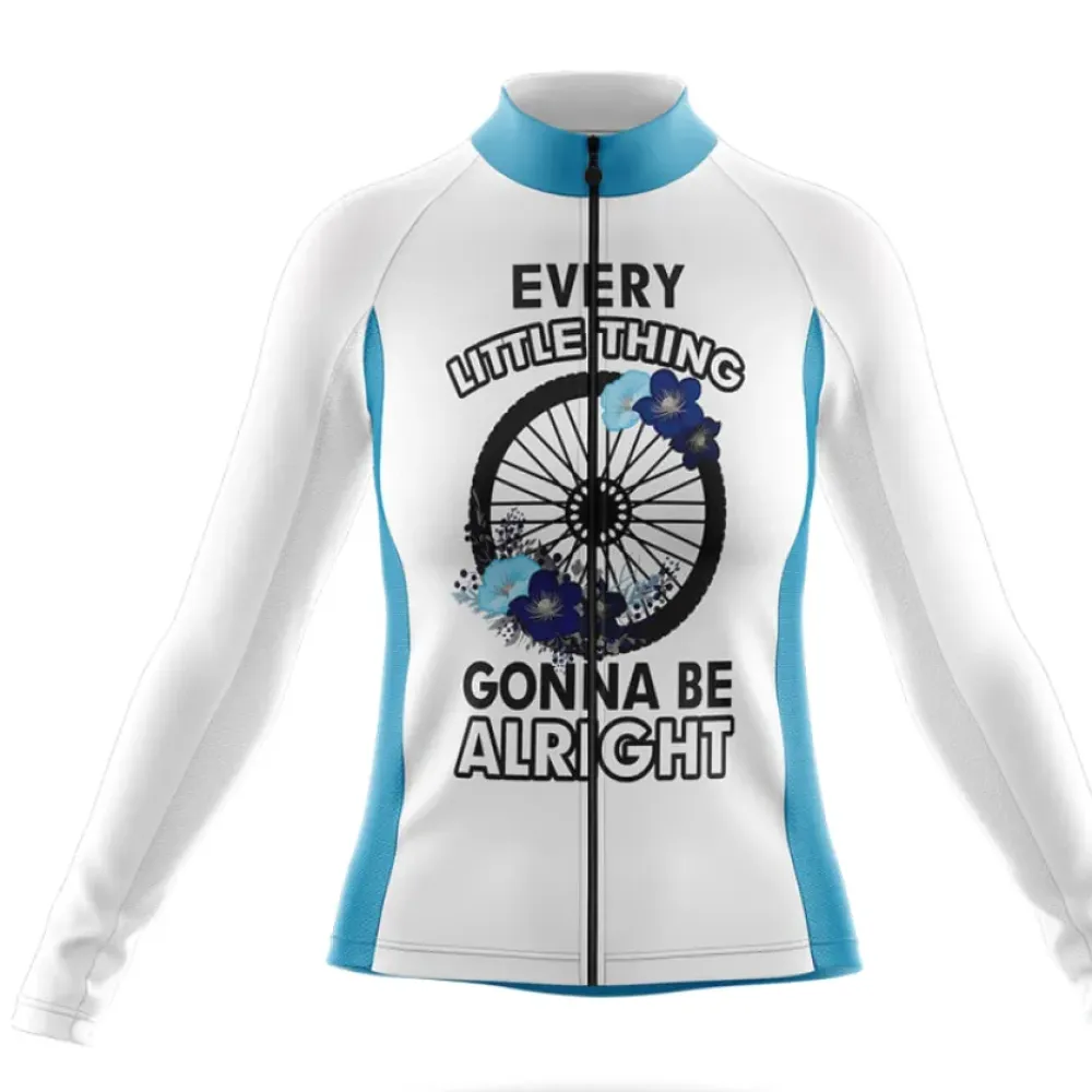 Gonna Be Alright Women Long Sleeve Cycling Jersey White/Blue/Turquoise