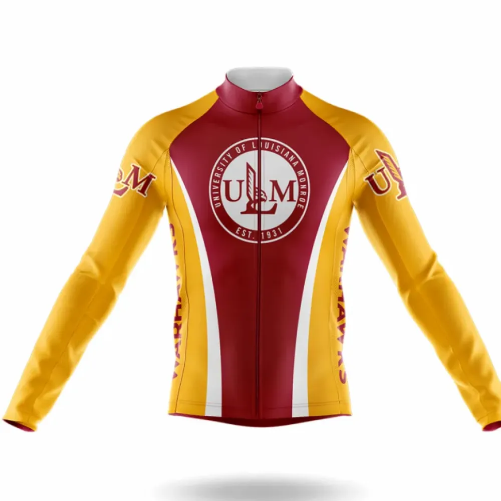 University of Louisiana Monroe Long Sleeve Cycling Jersey Maroon/Yellow/White
