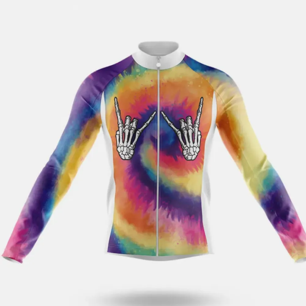 Rock Hands Tie Dye Cycling Jersey Purple/Yellow/Pink