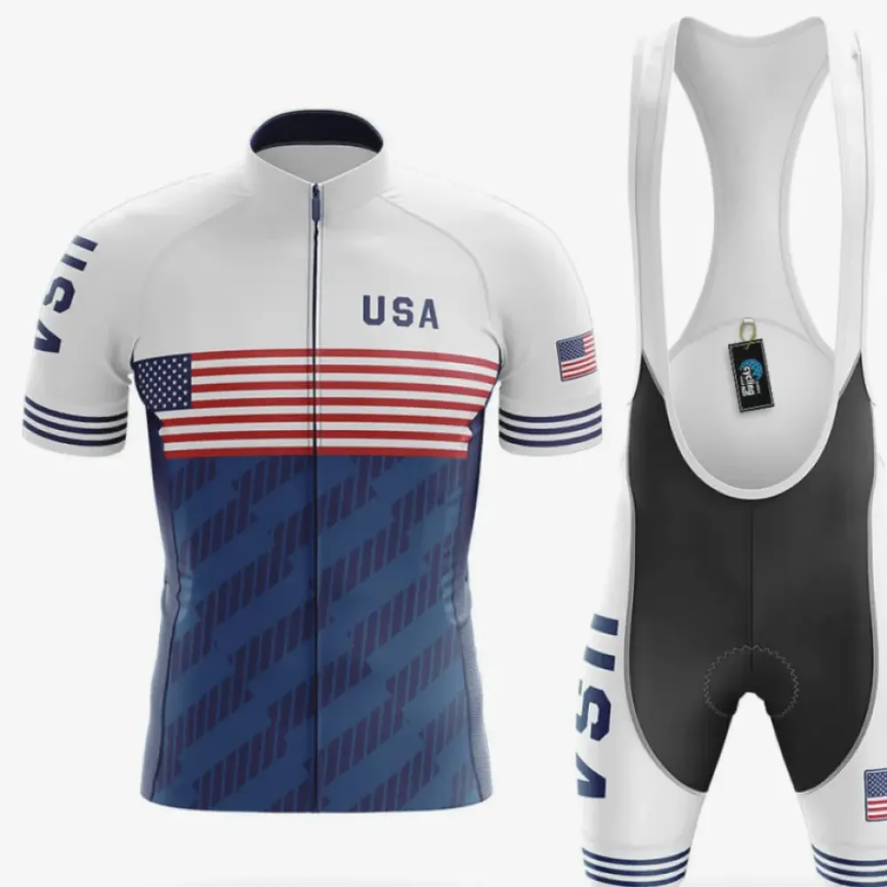USA S6 Cycling Kit Full Set White/Blue/Red
