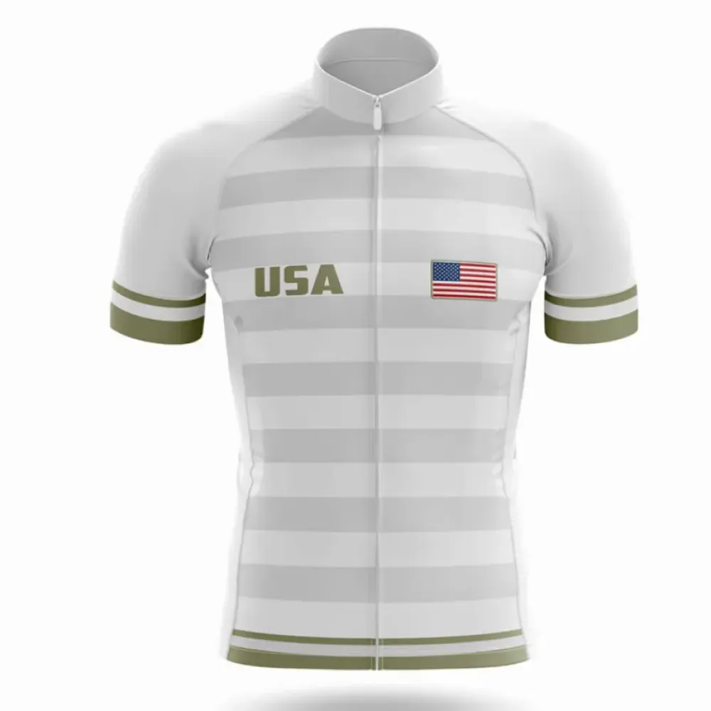 USA S30 Cycling Jersey American Flag Gray/Green/White