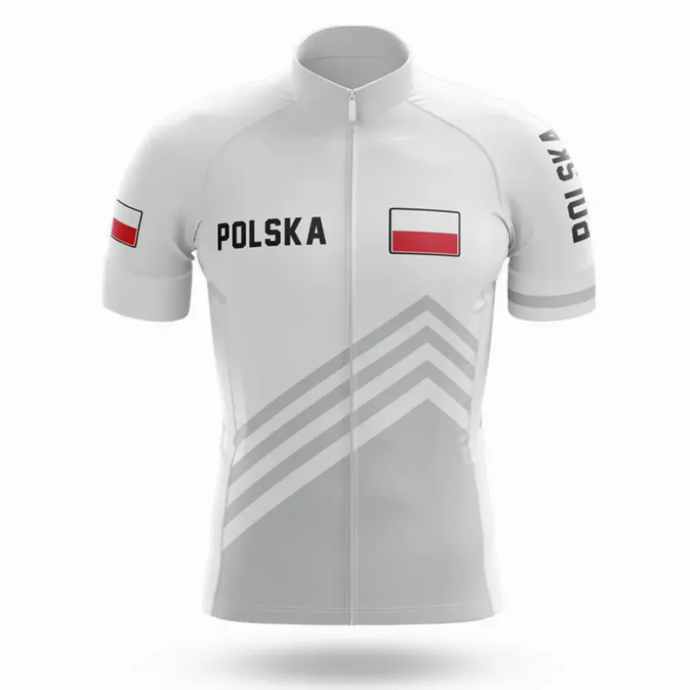 Polska S5 White Cycling Jersey White/Grey/Red
