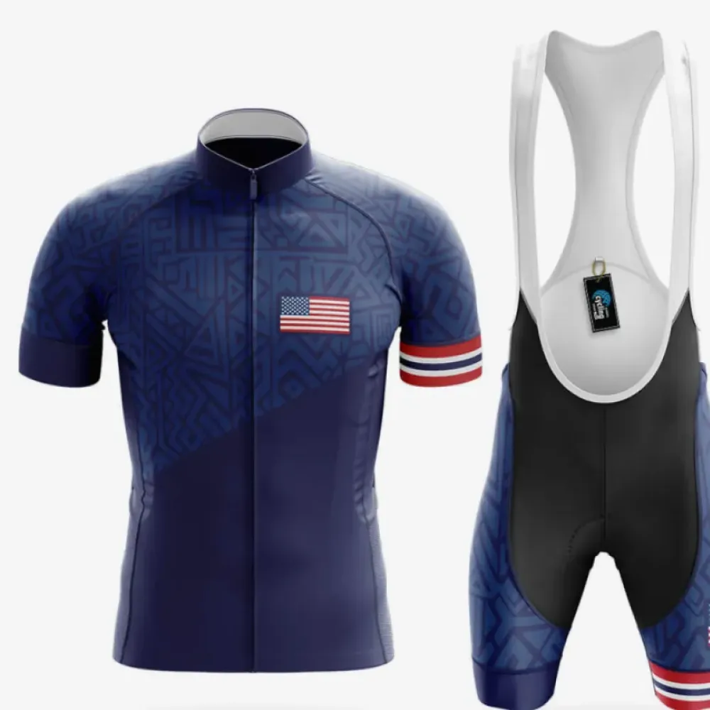 USA S21 Cycling Kit Full Set American Flag Navy/Red/White