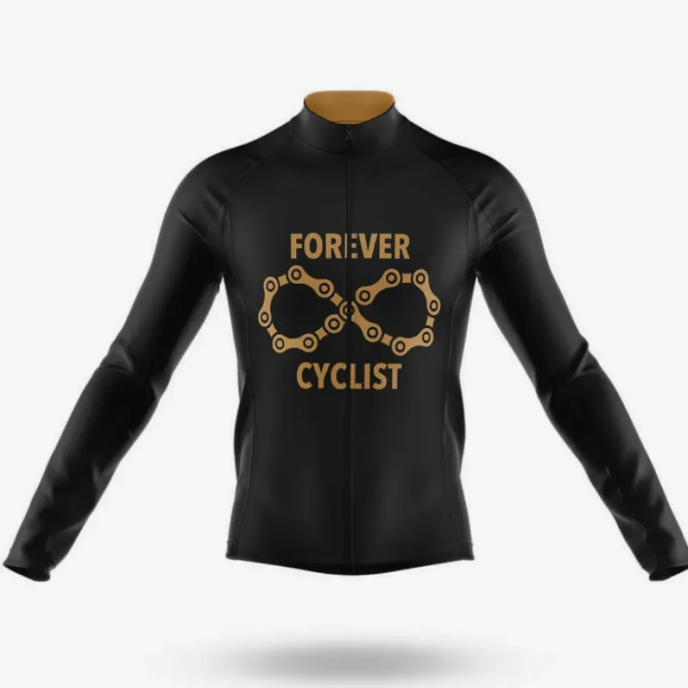 Forever Cyclist Long Sleeve Cycling Jersey Black/Gold/White