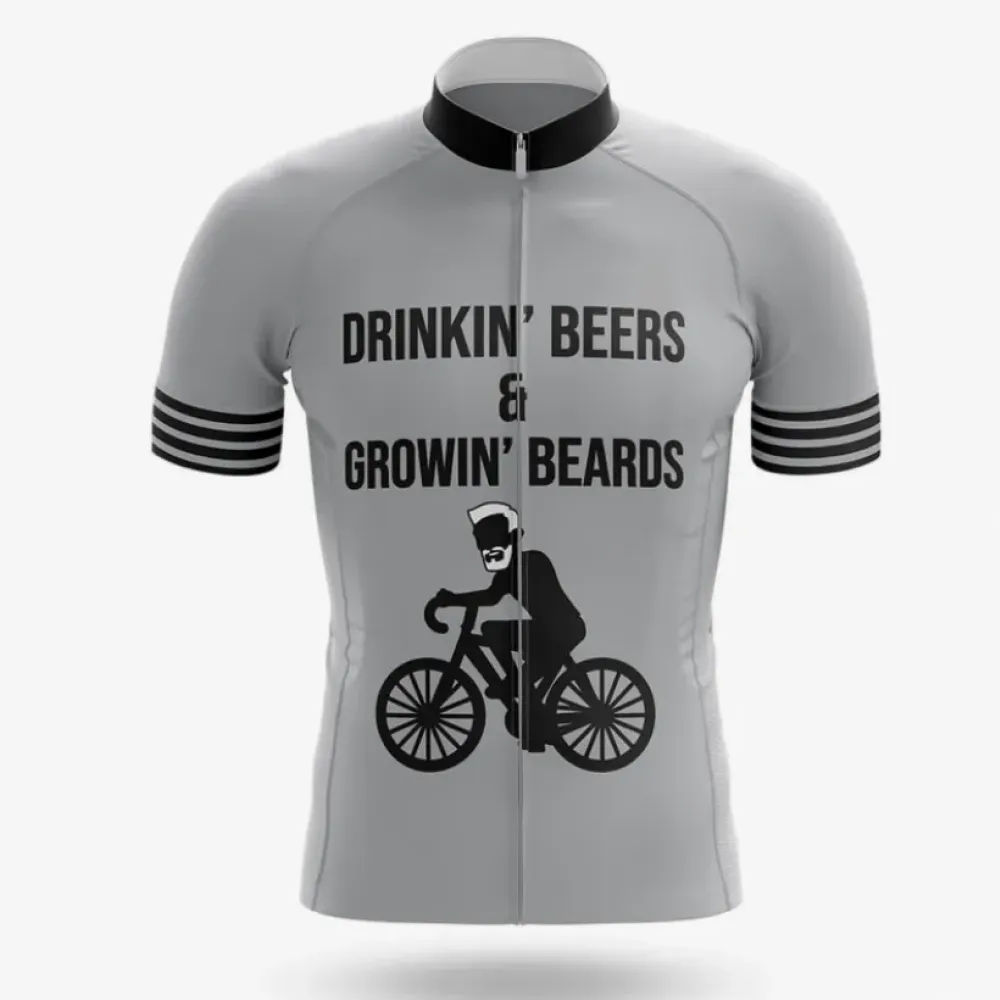 Cycling Jersey Drinking Beers & Growing Beards Gray/Black/White