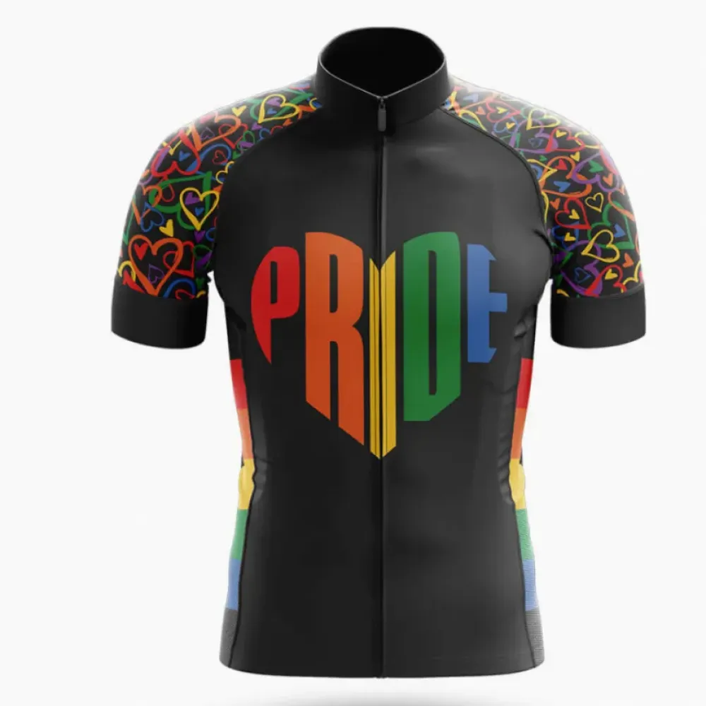 Pride Heart Cycling Jersey Rainbow/Black/Green