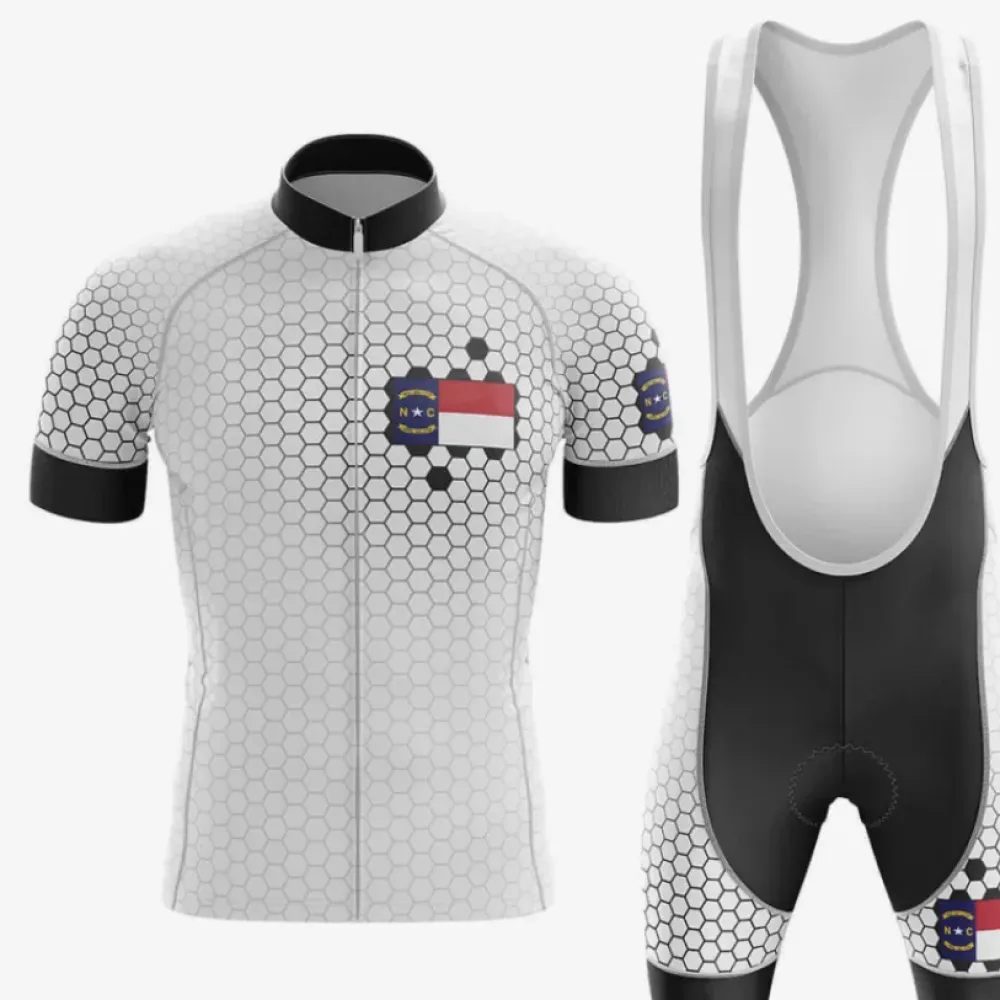 North Carolina V7 Cycling Kit Hexagon Pattern White/Black/Red