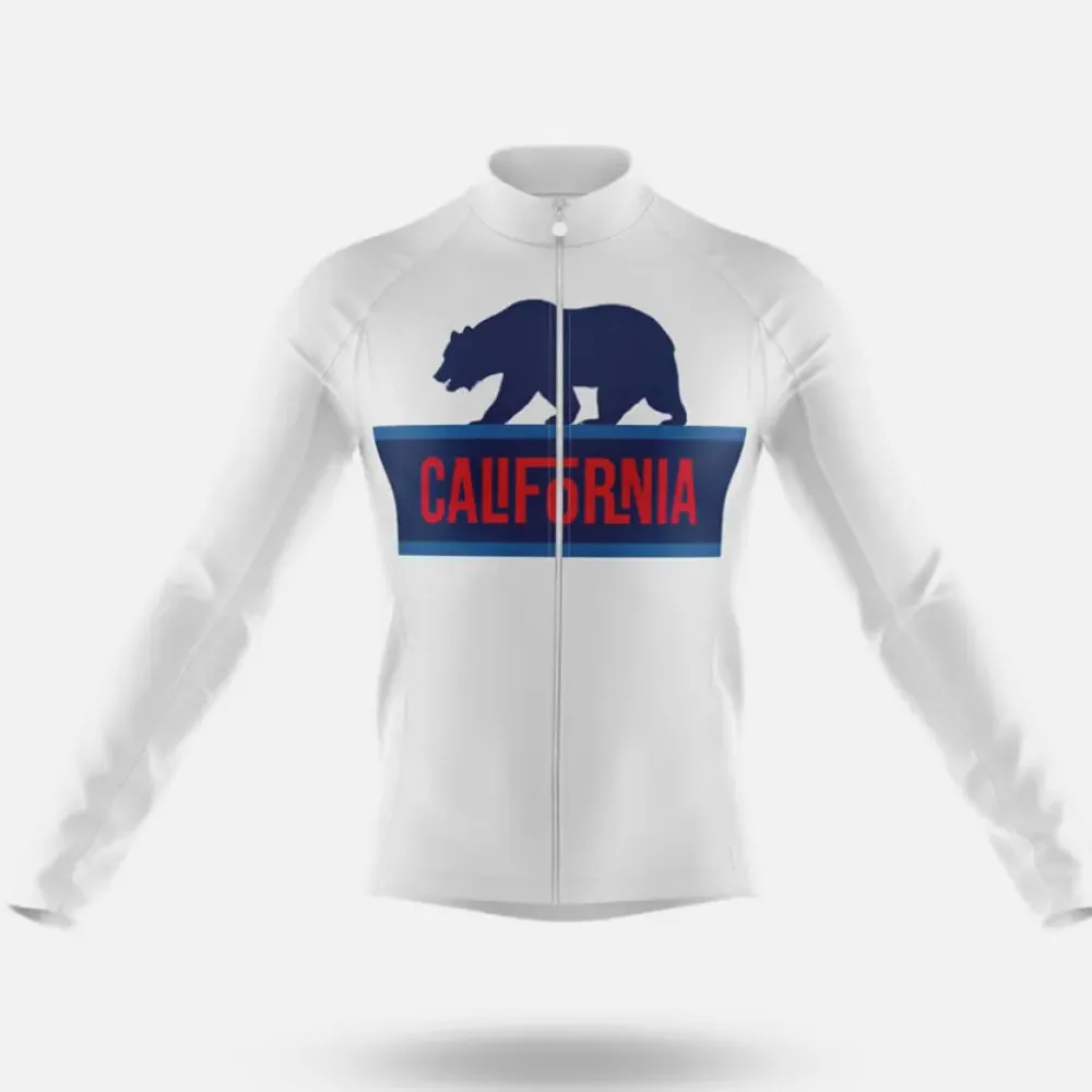 California State Long Sleeve Cycling Jersey White/Red/Blue
