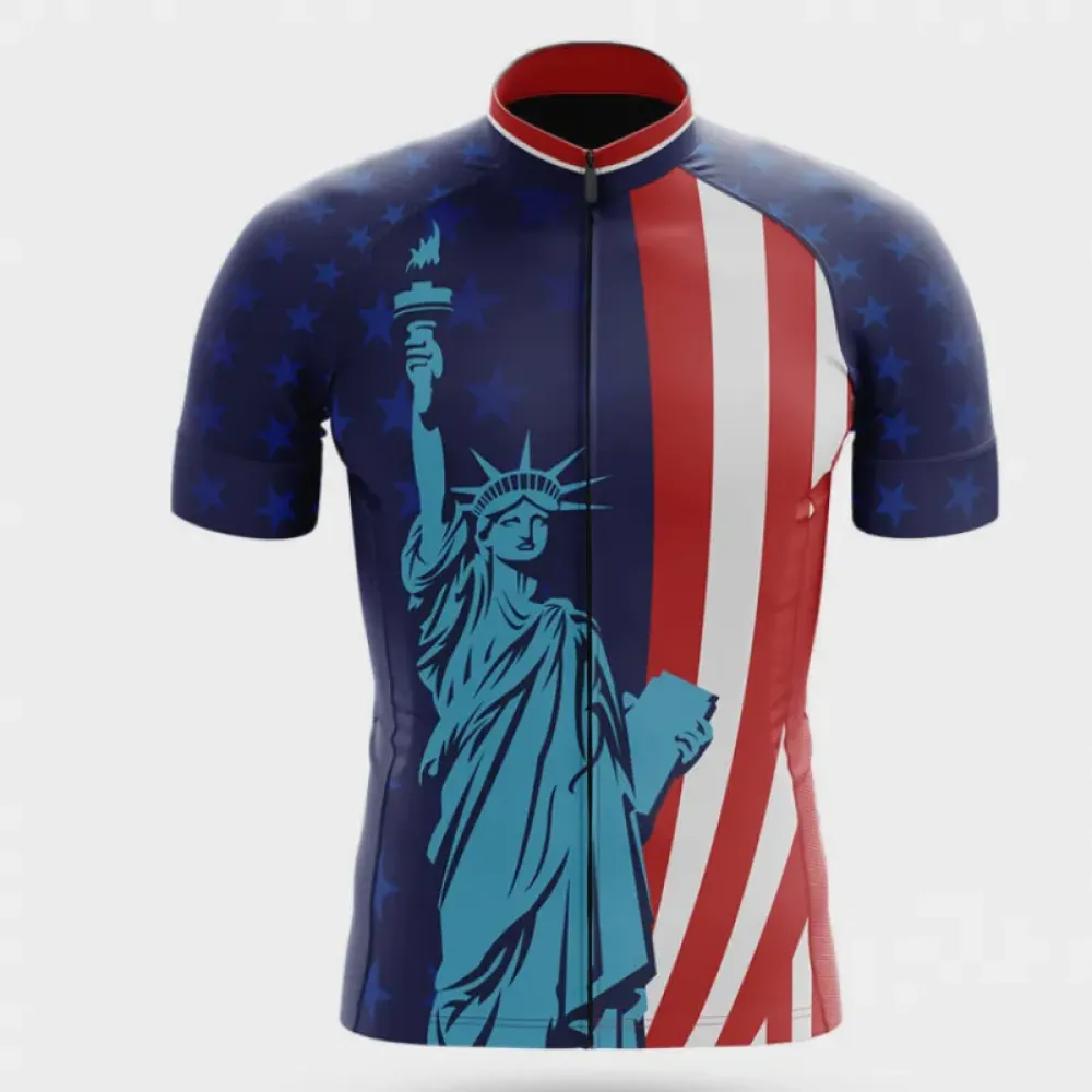 USA Liberty Cycling Jersey American Flag Blue/Red/White