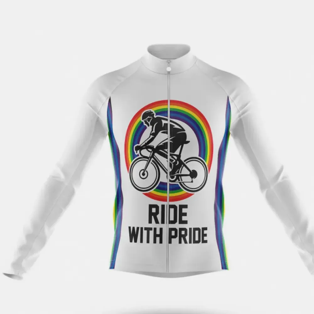 Ride With Pride V6 Long Sleeve Cycling Jersey White/Purple/Green