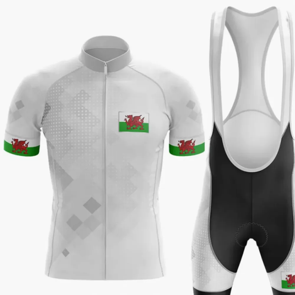 Wales Cycling Kit Jersey   Bibs Ver.2 White/Black/Grey