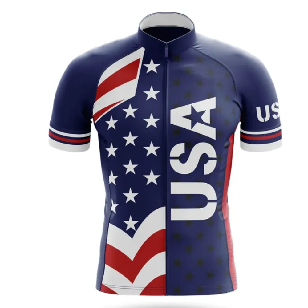 USA Flag Cycling Jersey Stars and Stripes Blue/Red/White
