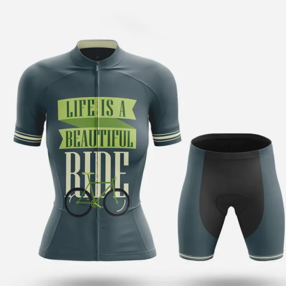 Life is a Beautiful Ride V5 Cycling Kit Gray/Green/Black
