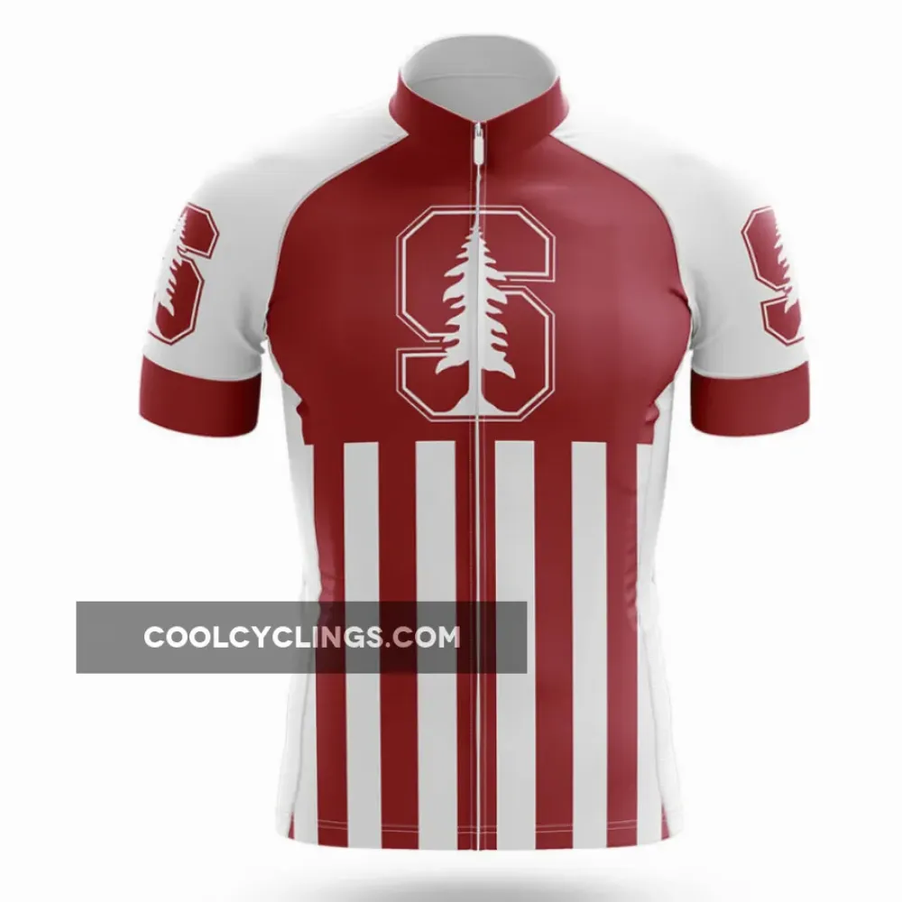 Stanford University USA Cycling Jersey Striped Red/White/Black