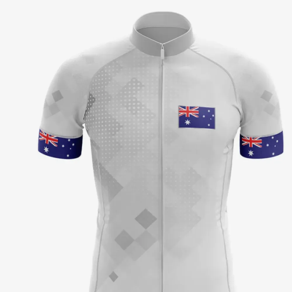 Australia Cycling Jersey Australian Flag White/Blue/Grey