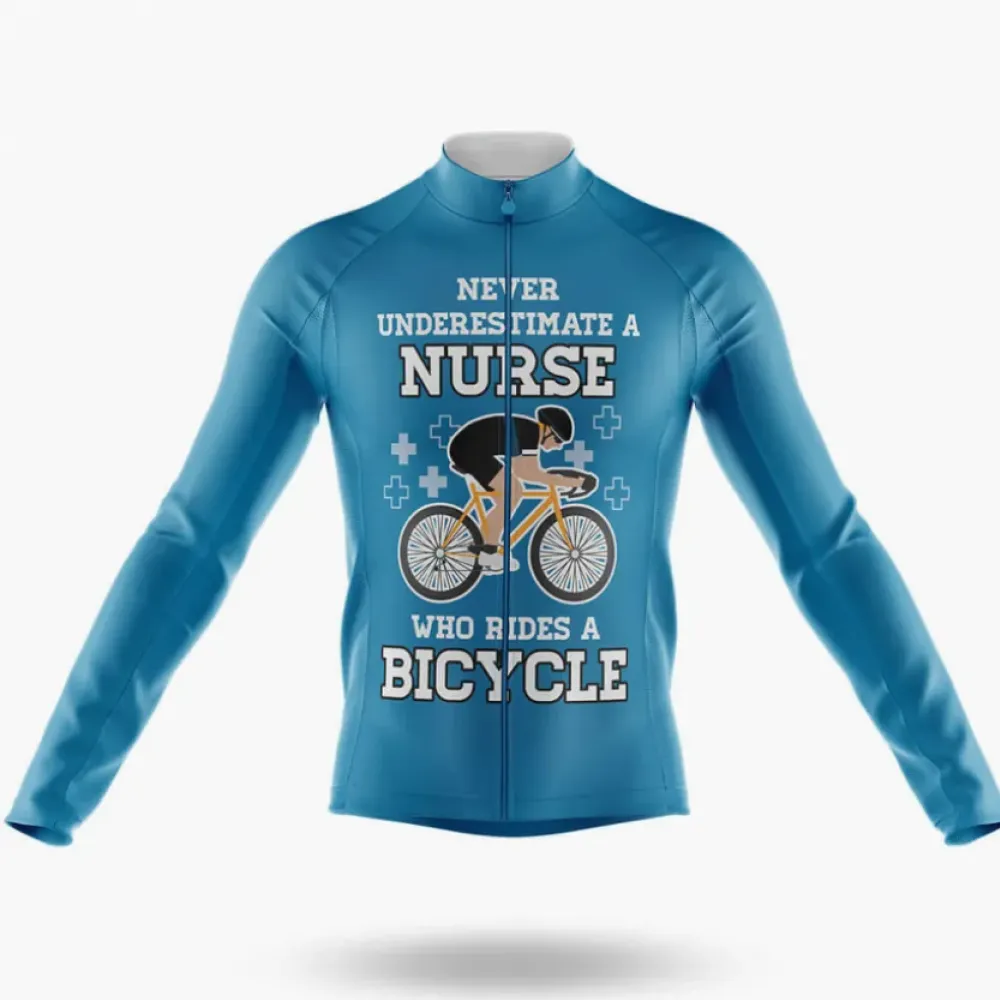 Cycling Nurse Long Sleeve Cycling Jersey Blue/Teal/Grey