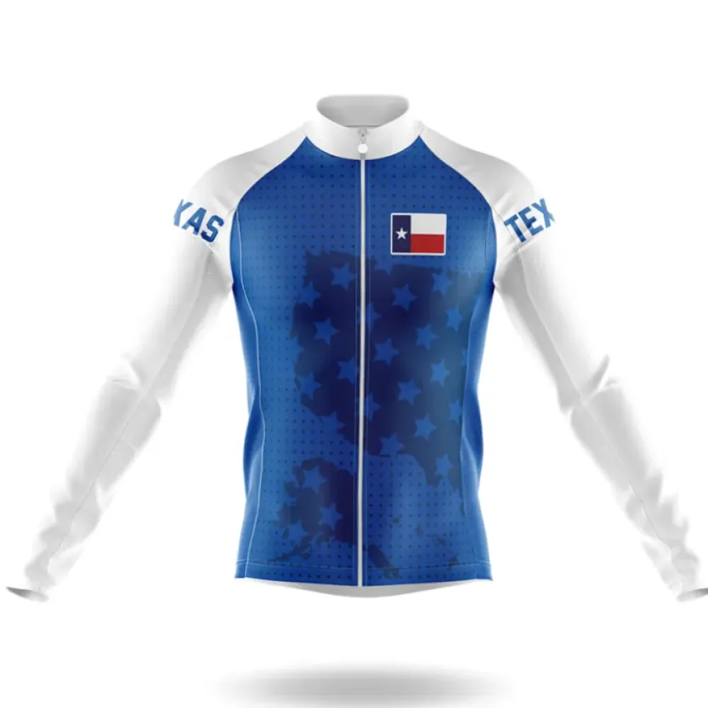 Texas Velo Long Sleeve Cycling Jersey Blue/White/Red